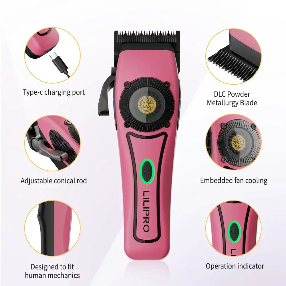 Máquina de Cortar Cabello Profesional con Sistema de Refrigeración, Hoja Cerámica DLC y Motor 8.500 RPM • LILIPRO L61